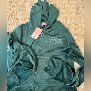 New Juicy Couture tracksuit Pine - size Large Velour Bling $199